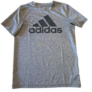 Adidas Boys' Medium Gray Polyester Short Sleeve Logo Tee